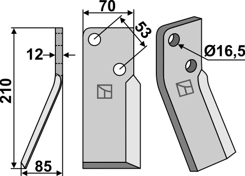 Rotorzinken 210x70mm, links, passend für Massano