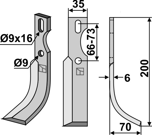 Universal Fräsmesser 200x35mm, rechts, passend für Diesse