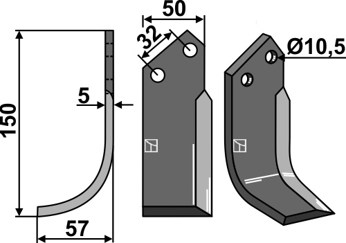 Fräsmesser 150x50mm, links, passend für Comeb