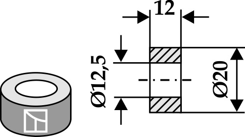 Buchse 12x12,5x20, passend für Bruni