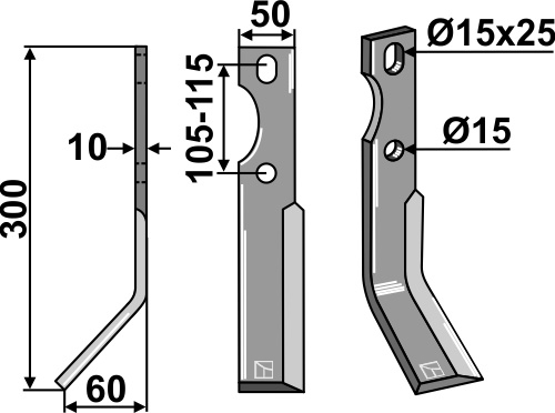 Fräsmesser 300x50mm, links, passend für Forigo-Roteritalia