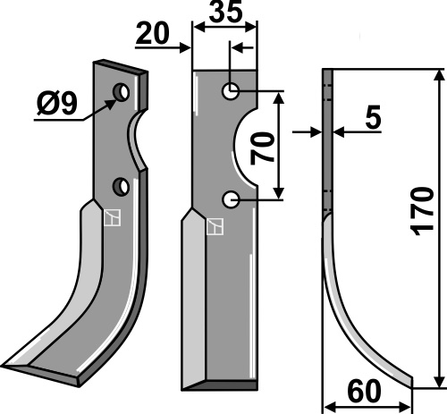 Fräsmesser 170x35mm, rechts, passend für Fort