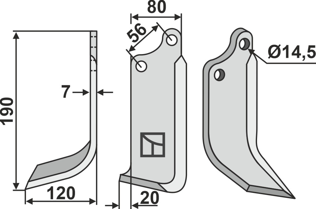 Fräsmesser 190x80mm, links, passend für Ortolan