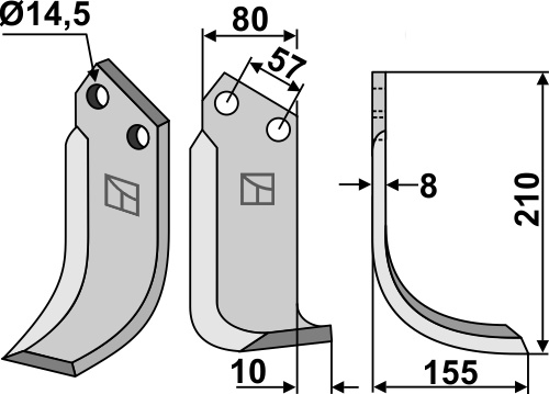 Fräsmesser 210x80mm, rechts, passend für Muratori