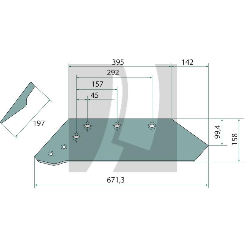 Winkelwechselspitzenschar links, 16"
