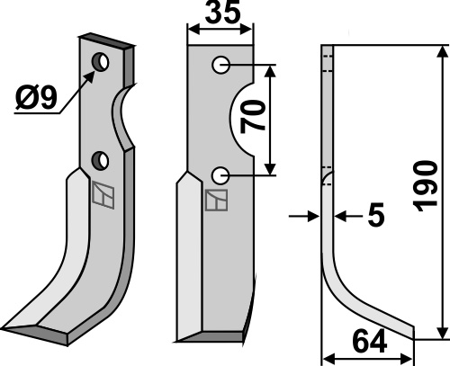 Fräsmesser 190x35mm, rechts, passend für Fort