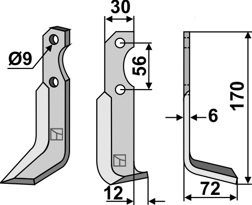 Fräsmesser 170x30mm, rechts, passend für Bertolini