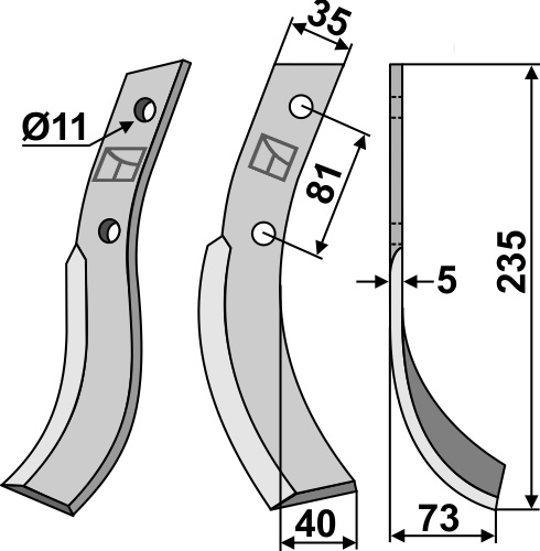 Fräsmesser 235x35mm, rechts, passend für Honda