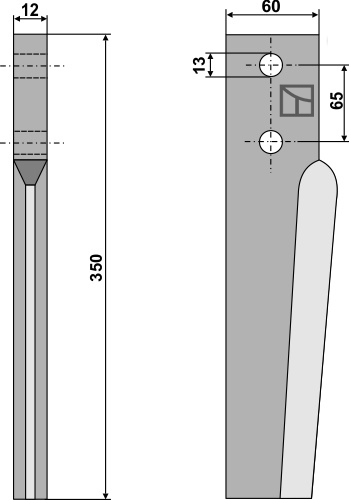 Kreiseleggenzinken rechts 350 mm x 60 mm, passend für Breviglieri und Breviagri