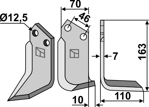 Fräsmesser 163x70mm, rechts, passend für Muratori