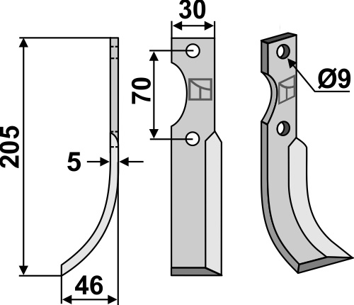 Fräsmesser 205x30mm, links, passend für Honda