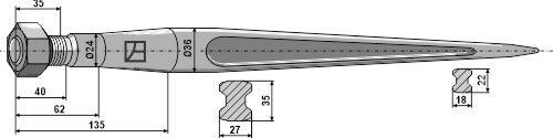 Zinken für Frontlader 900 mm, passend für Baas-Trima