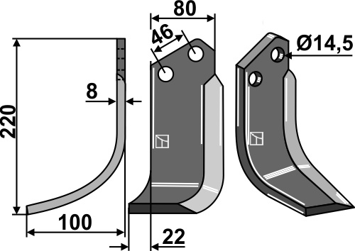 Fräsmesser 220x80mm, links, passend für Breviglieri/Breviagri