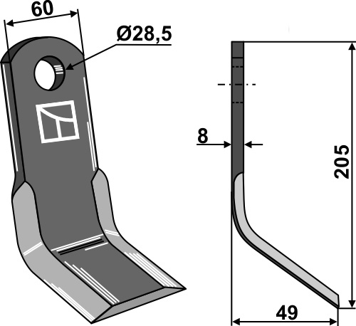 Y-Messer 205x60 mm, passend für Berti