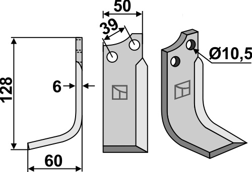 Fräsmesser 128x50mm, links, passend für Ompi