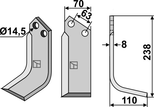 Fräsmesser 238x70mm, rechts, passend für Celli
