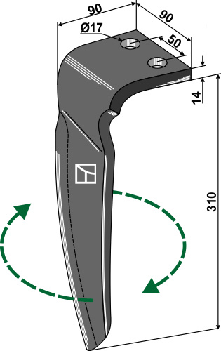 Kreiseleggenzinken rechts 310 mm x 90 mm, passend für Vigolo