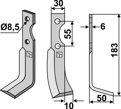 Fräsmesser 183x30mm, rechts, passend für CarraroAntonio