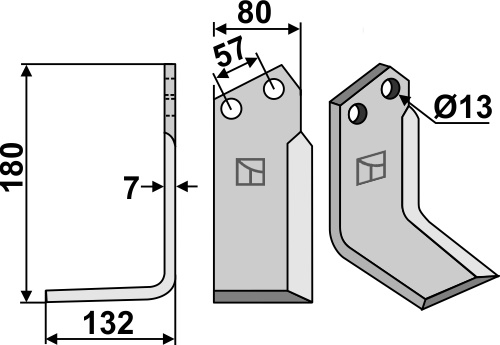 Fräsmesser 185x80mm, links, passend für Howard