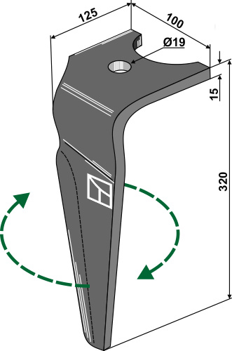 Kreiseleggenzinken, rechts 320 mm x 100 mm, passend für Falc