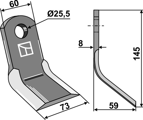 Y-Messer 145x60 mm, passend für Howard, Procomas und mehr
