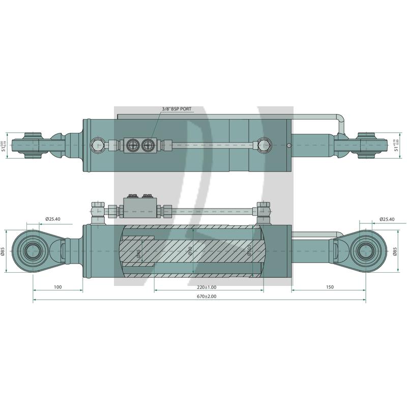 Hydraulischer Oberlenker 580 / 760 mm