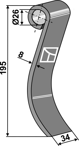 Mittelschlegel 195x34 mm, passend für Nobili, Kuhn und mehr