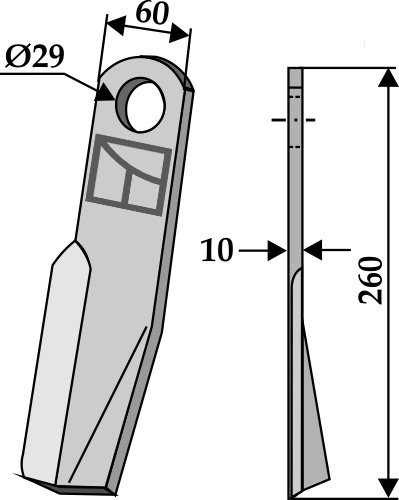 Schlegel 260x60 mm - rechts, passend für Fischer