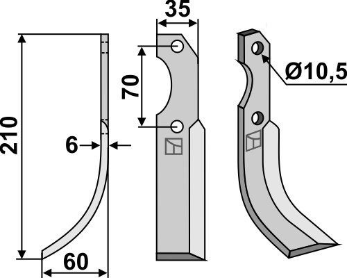 Fräsmesser 210x35mm, links, passend für Valpadana
