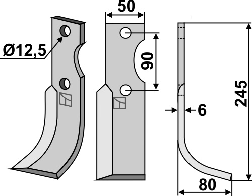 Fräsmesser 245x50mm, rechts, passend für Bertolini