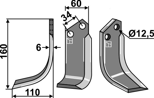 Fräsmesser 160x60mm, links, passend für DelMorino