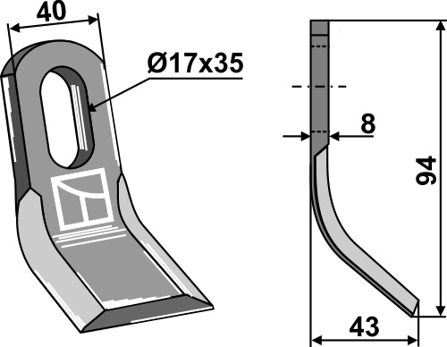 Y-Messer 94x40 mm, passend für Orsi und Berti