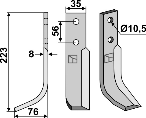 Fräsmesser 223x35mm, links, passend für NibbiBruno