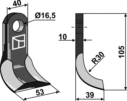 Y-Messer 105x40 mm, passend für HMF FREI, palladino und mehr