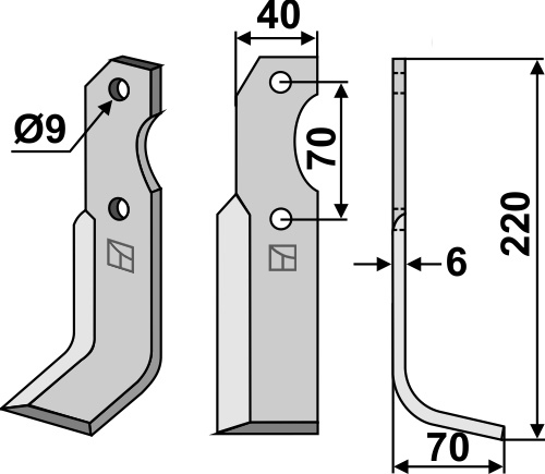 Fräsmesser 220x40mm, rechts, passend für Brumital-Agris