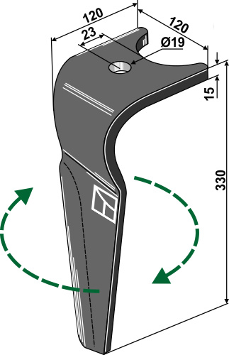Kreiseleggenzinken rechts 330 mm x 120 mm, passend für Amazone