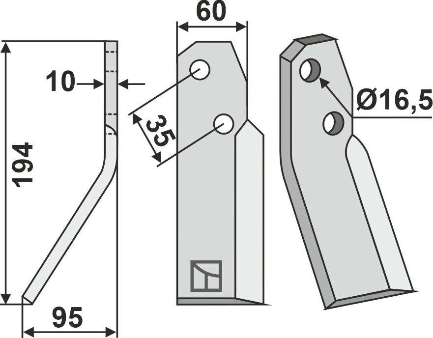 Rotorzinken 194x60mm, links, passend für Falconero