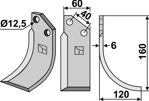 Fräsmesser 160x60mm, rechts, passend für Tortella