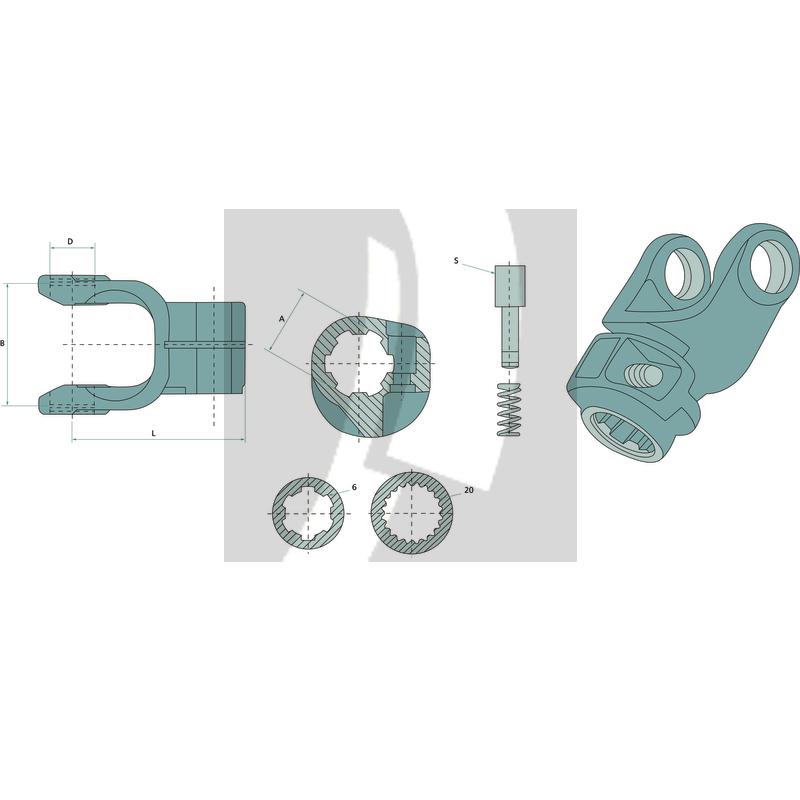 ROTARO Aufsteckgabel R10 1 3/8" 6 Zähne 93