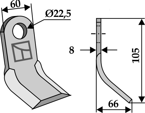 Y-Messer 105x60 mm, passend für Sicma