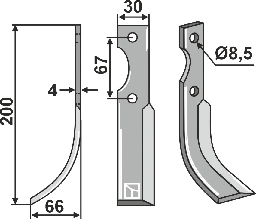 Fräsmesser 197x30mm, links, passend für Benassi und Grillo