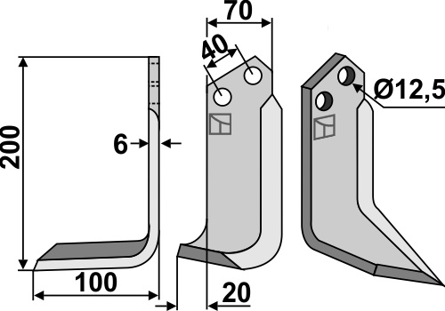 Fräsmesser 200x70mm, links, passend für Dondi