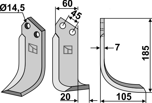 Fräsmesser 185x60mm, rechts, passend für Maletti