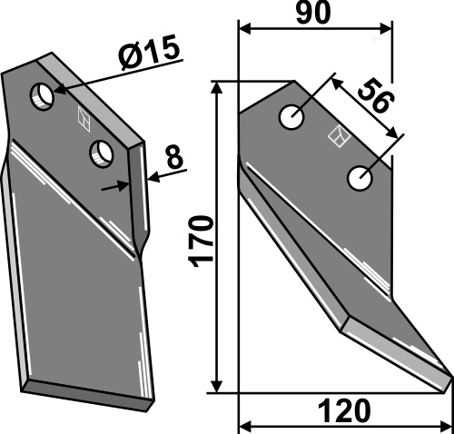 Rotorzinken 170x90mm, rechts, passend für Comeb