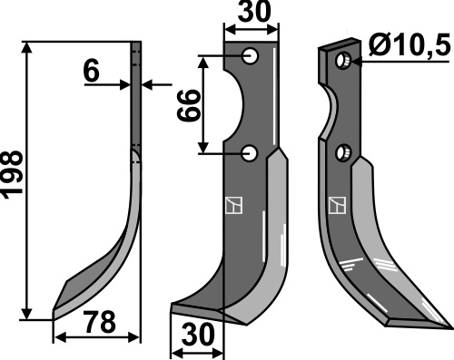 Fräsmesser 198x30mm, links, passend für Ferrari