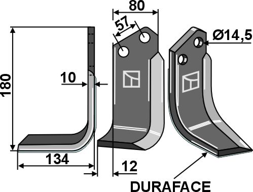 Fräsmesser DURAFACE 180x80mm, links, passend für Celli
