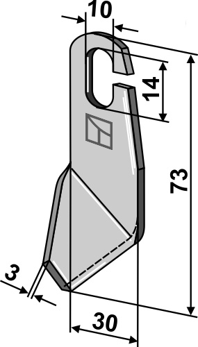 Flügelmesser geschliffen 73x30 mm - rechte Ausführung, passend für Amazone